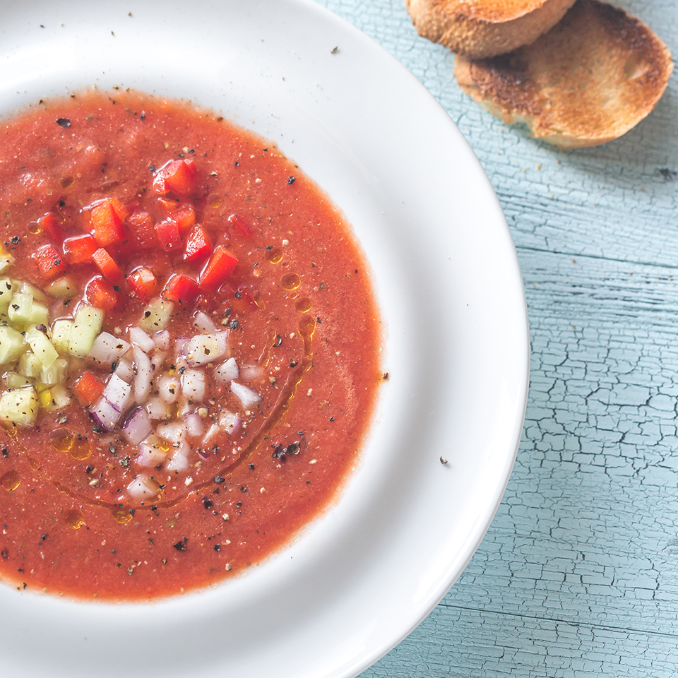 Our Gaspacho, a delicious recipe by Lassonde Food Service